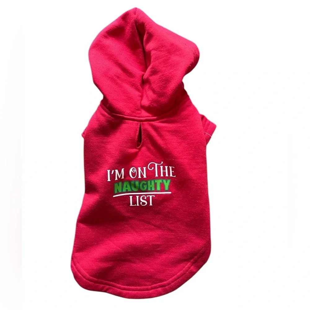On the Naughty List Red Dog Hoodie / Sweatshirt, size XS, new with tags